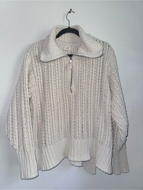 Aerie Cable Car Quarter Zip Sweater Oversized Size S